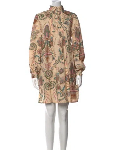 Pre-owned Mille Paisley Print Mini Dress In Neutrals