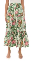 Mille Paola Floral Print Tie Waist Maxi Skirt In Garden Stripe
