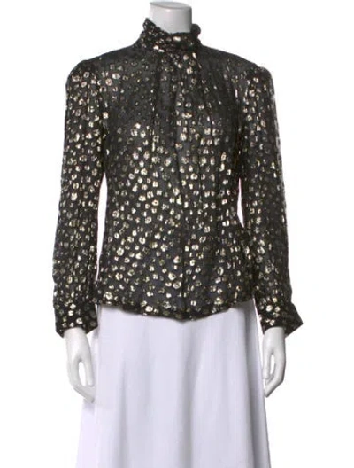 Pre-owned Mille Patterned Mock Neck Top In Multicolor