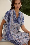 Mille Playa Floral Kaftan In Blue