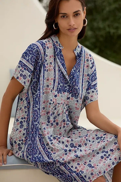 Mille Playa Floral Kaftan In Blue