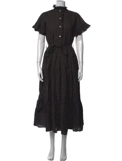 Pre-owned Mille Polka Dot Print Long Dress In Black