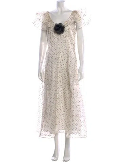 Pre-owned Mille Polka Dot Print Long Dress W/ Tags In Neutral
