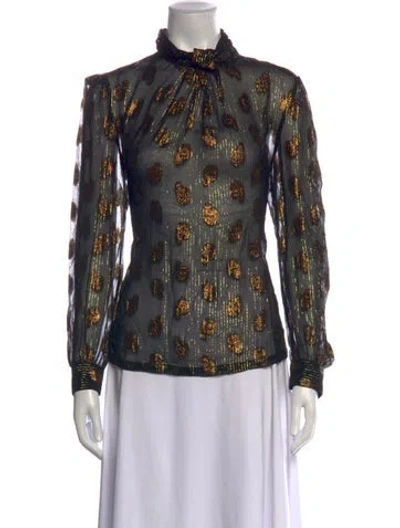 Pre-owned Mille Polka Dot Print Tie Neck Blouse In Multicolor