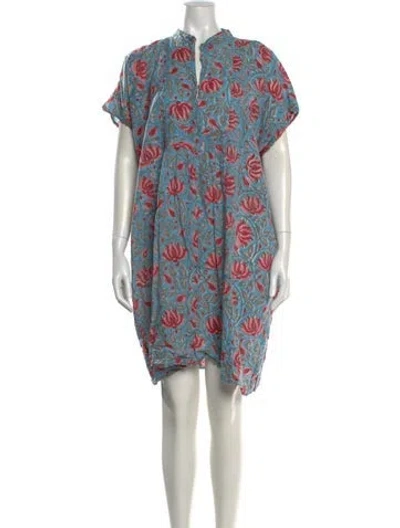 Pre-owned Mille Printed Knee-length Dress In Blue