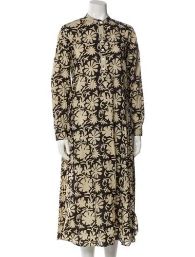 Pre-owned Mille Printed Long Dress In Black
