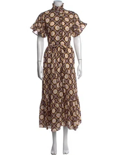 Pre-owned Mille Printed Long Dress In Neutral