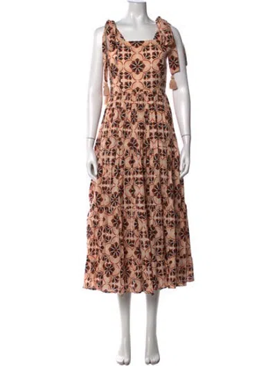 Pre-owned Mille Printed Long Dress In Pink