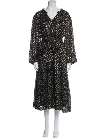 Pre-owned Mille Printed Long Dress W/ Tags In Black