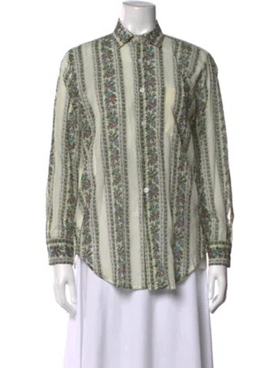 Pre-owned Mille Printed Long Sleeve Button-up Top In Neutrals