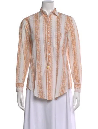 Pre-owned Mille Printed Long Sleeve Button-up Top In Pink