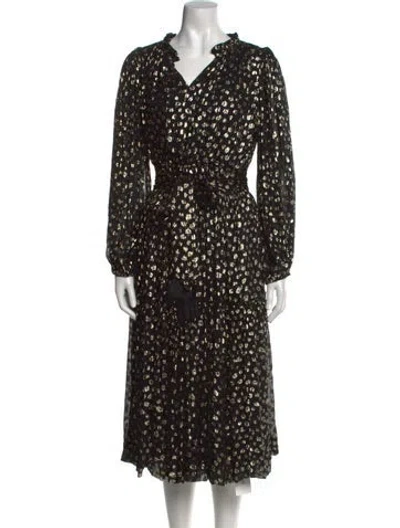 Pre-owned Mille Printed Midi Length Dress In Black