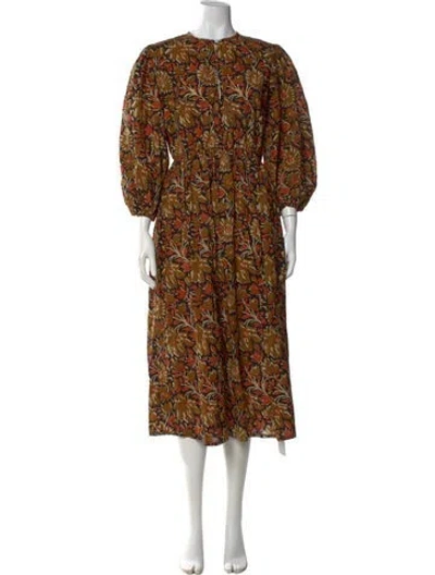 Pre-owned Mille Printed Midi Length Dress In Black