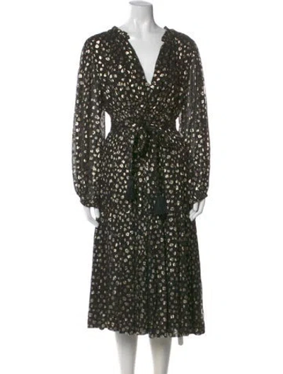 Pre-owned Mille Printed Midi Length Dress In Black