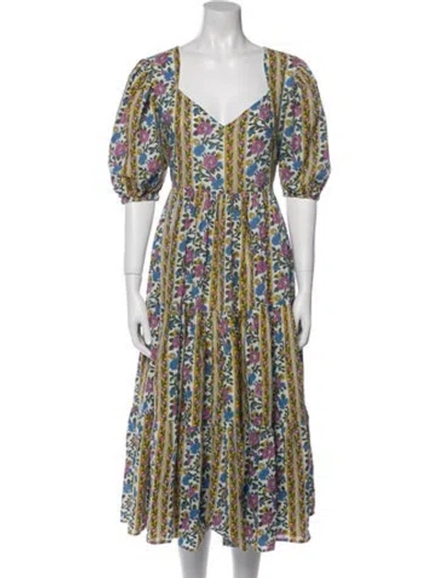 Pre-owned Mille Printed Midi Length Dress In Multi