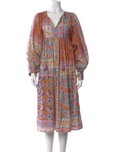 Pre-owned Mille Printed Midi Length Dress In Multi