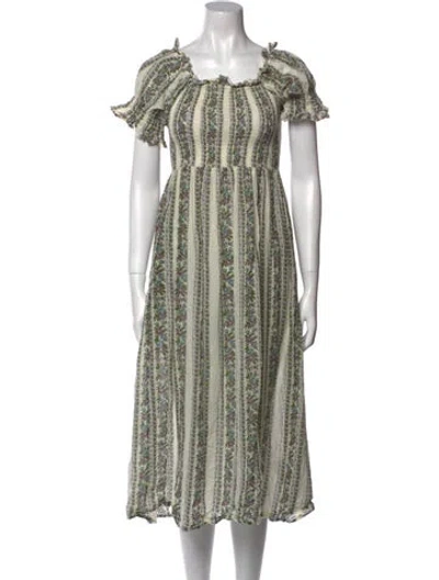 Pre-owned Mille Printed Midi Length Dress In Neutral