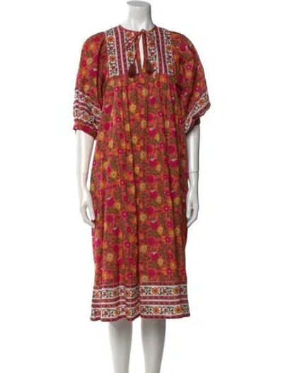 Pre-owned Mille Printed Midi Length Dress In Pink