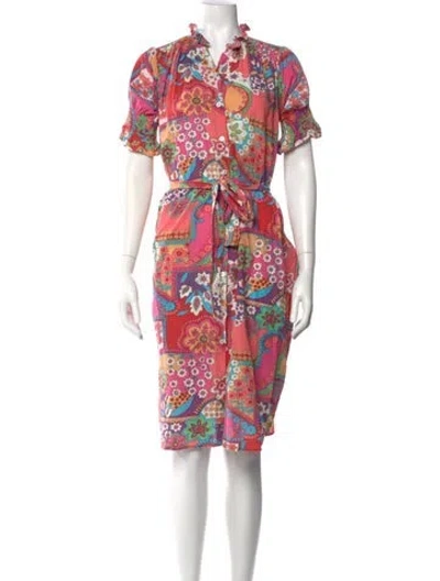 Pre-owned Mille Printed Midi Length Dress In Pink