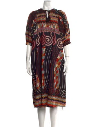 Pre-owned Mille Printed Midi Length Dress W/ Tags In Black