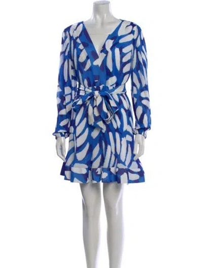 Pre-owned Mille Printed Mini Dress In Blue
