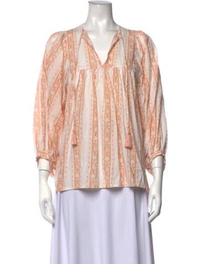 Pre-owned Mille Printed V-neck Top In Pink
