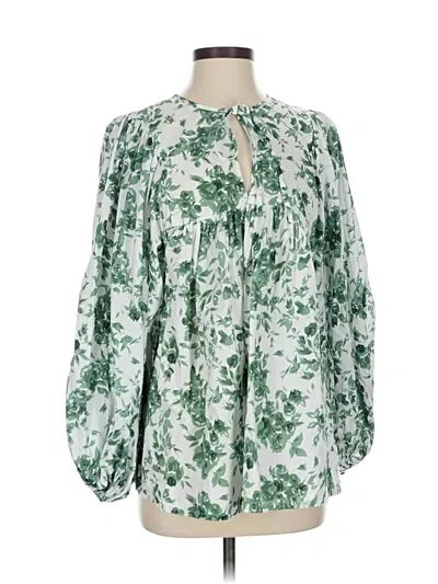 Pre-owned Mille Resort & Travel 3/4 Sleeve Blouse In Green