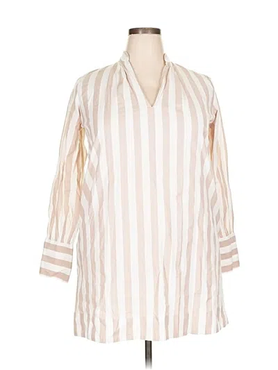 Pre-owned Mille Resort & Travel 3/4 Sleeve Button Down Shirt In Brown