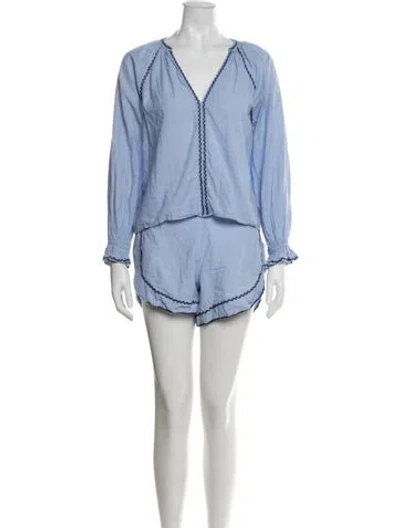 Pre-owned Mille Ruffle Embellishment Short Set In Blue