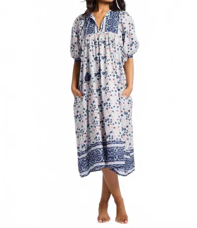 Mille Saffron Midi Dress In Navy Floral In Multi