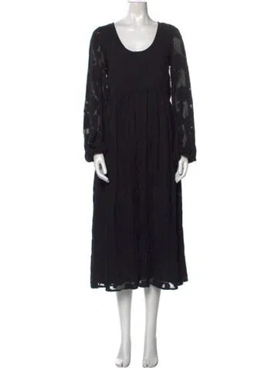 Pre-owned Mille Scoop Neck Long Dress In Black