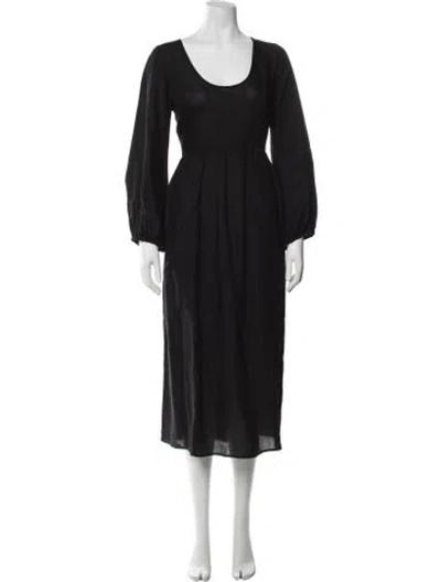 Pre-owned Mille Scoop Neck Midi Length Dress In Black