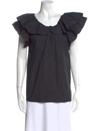 Pre-owned Mille Scoop Neck Short Sleeve Top In Gray