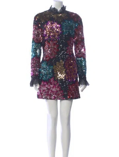 Pre-owned Mille Sequin Mini Dress In Blue