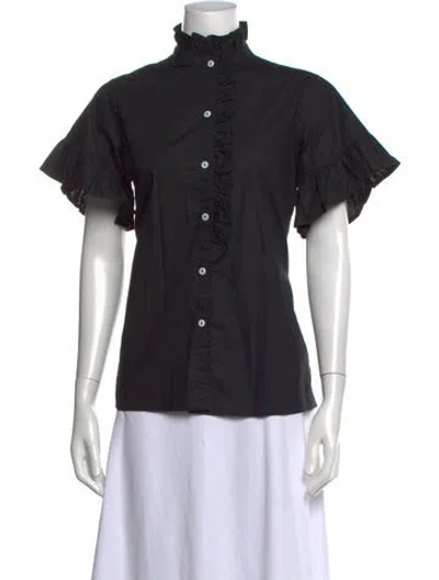 Pre-owned Mille Short Sleeve Blouse In Black