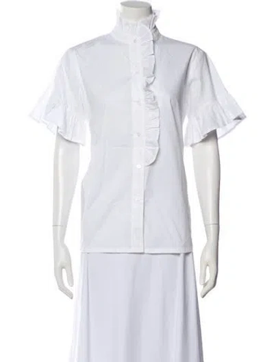 Pre-owned Mille Short Sleeve Blouse In White