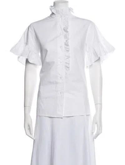 Pre-owned Mille Short Sleeve Blouse In White
