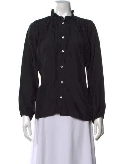 Pre-owned Mille Silk Long Sleeve Blouse In Black
