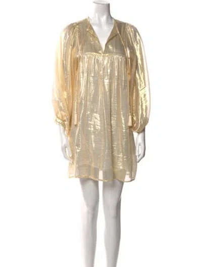 Pre-owned Mille Silk Mini Dress In Neutral