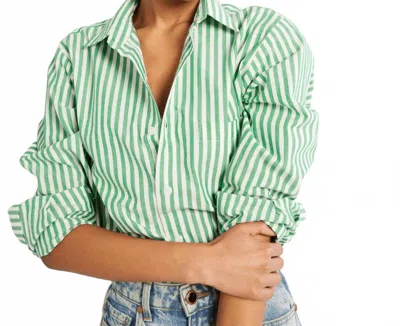 Mille Sofia Button Down Top In Kelly Stripe In Green