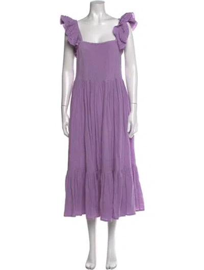 Pre-owned Mille Square Neckline Long Dress W/ Tags In Purple