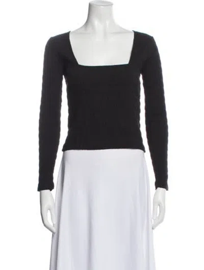 Pre-owned Mille Square Neckline Long Sleeve Top In Blue