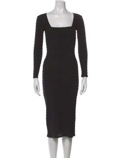 Pre-owned Mille Square Neckline Midi Length Dress In Black