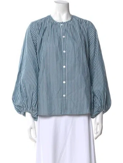 Pre-owned Mille Striped Crew Neck Top In Blue