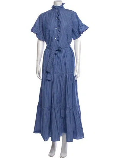 Pre-owned Mille Striped Long Dress In Blue