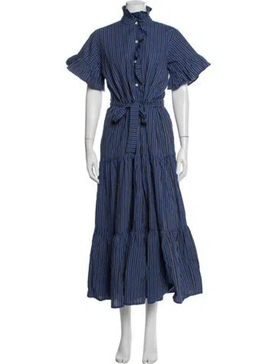 Pre-owned Mille Striped Long Dress In Blue