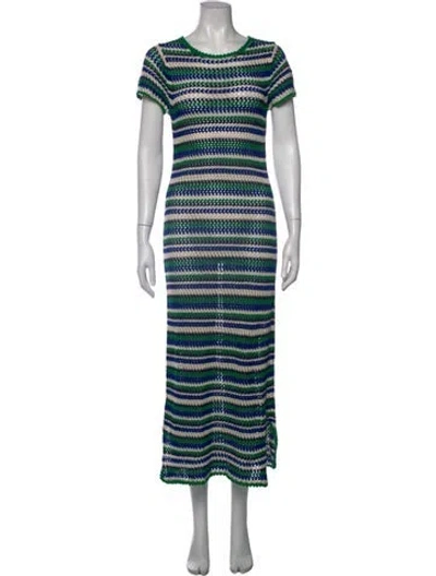 Pre-owned Mille Striped Long Dress In Blue/green