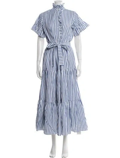 Pre-owned Mille Striped Long Dress In Blue/white