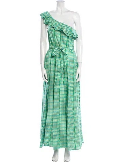 Pre-owned Mille Striped Long Dress In Green
