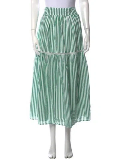 Pre-owned Mille Striped Long Skirt In Green
